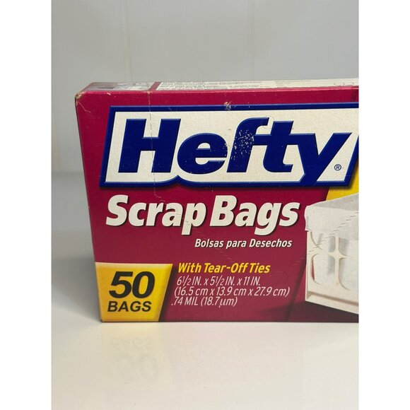 VTG Old Stock New Hefty Scrap Bags 50 White Bags With Tear-Off Ties - Picture 2 of 4
